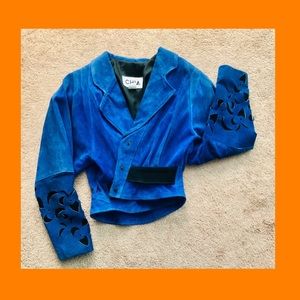 VINTAGE LEATHER BLUE SUEDE JACKET 🦋